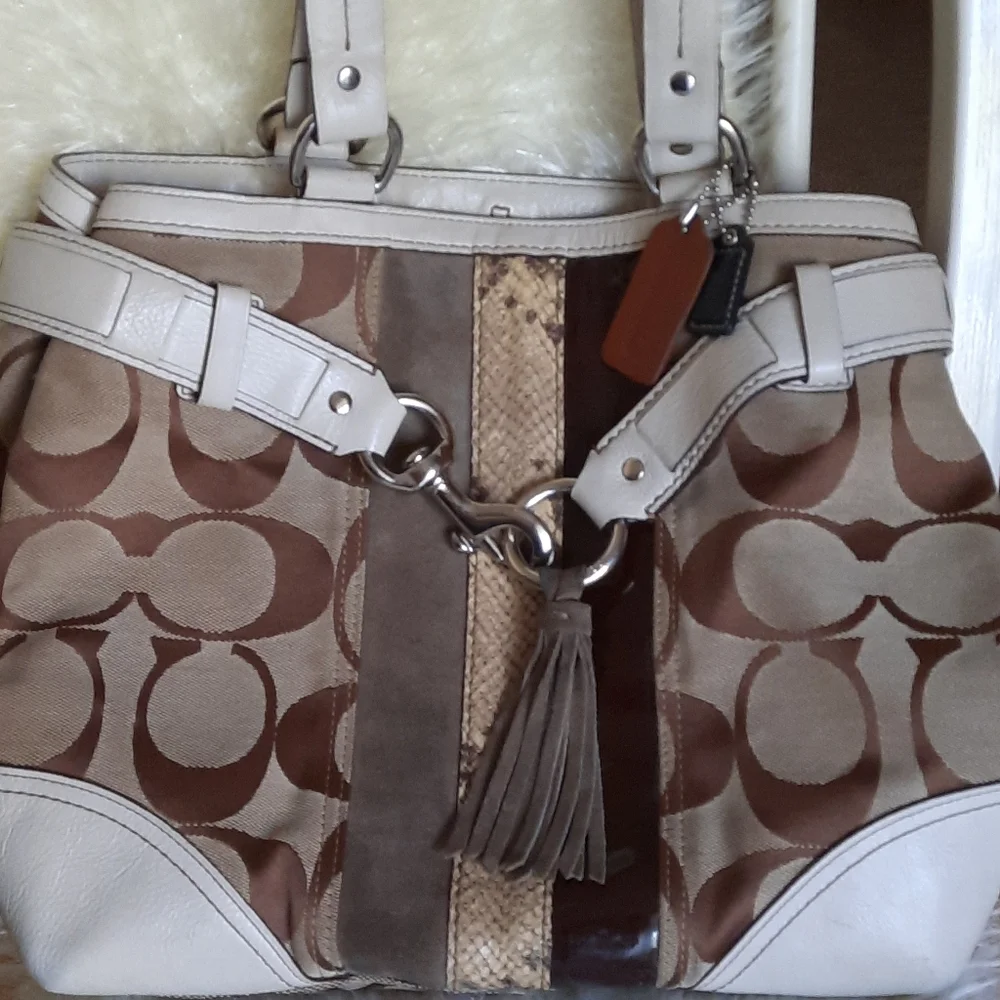 COACH Hampton Python/Leather Satchel - Picture 10 of 10